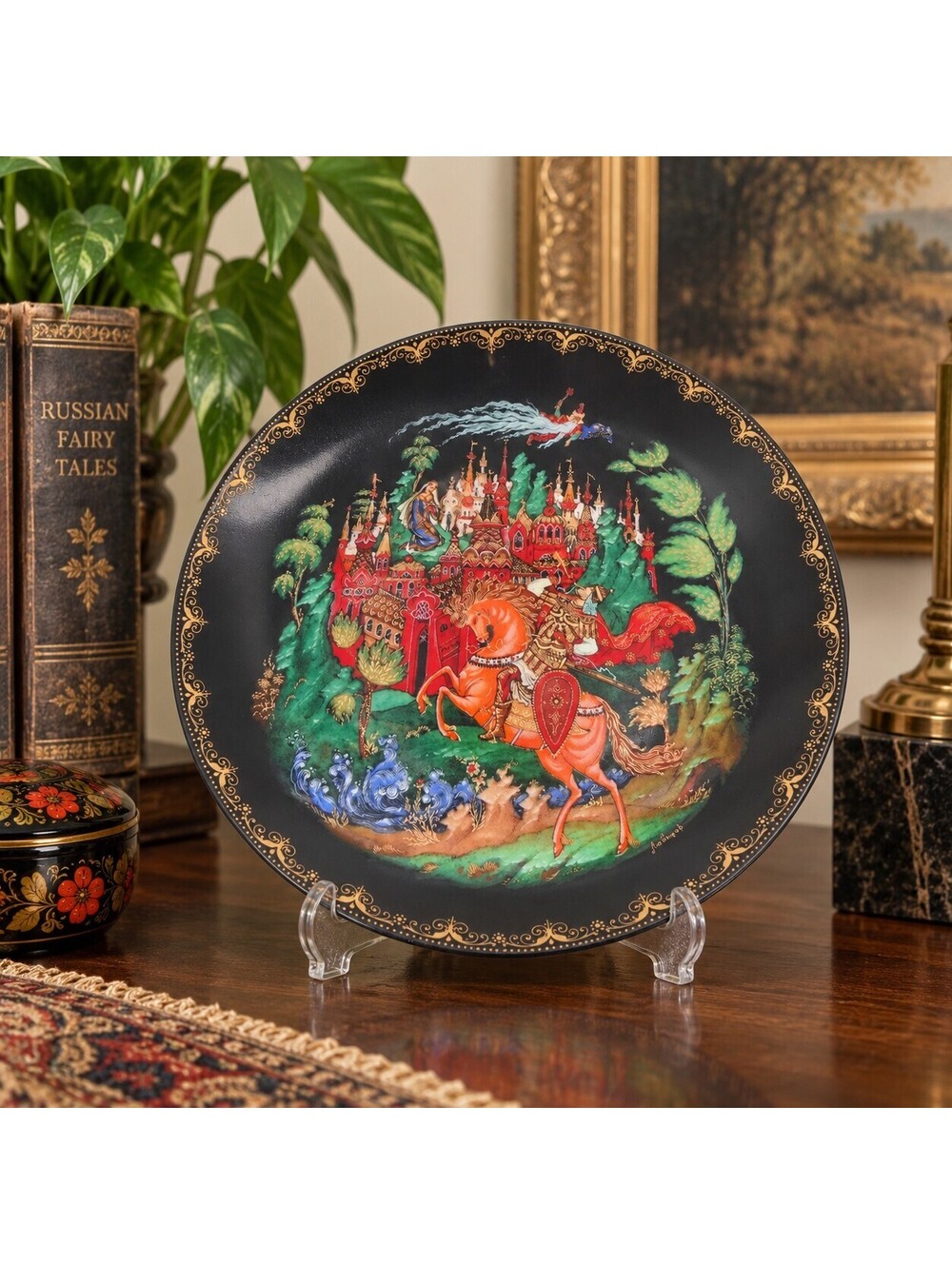 Vintage 1988 Palekh Ruslan & Ludmila Russian Fairy Tale Collector Plate